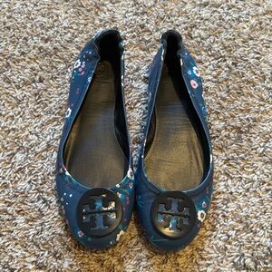Blue Floral Tory Burch Flats